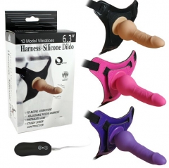 8.5" Sex Harness Silicone G-spot Strap on Vibrating Curved Dildo Sex Increase