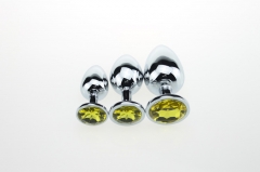 Metal White Fox Tail Anal Plugs Stainless Steel Silver Butt Plugs in 3 Sizes
